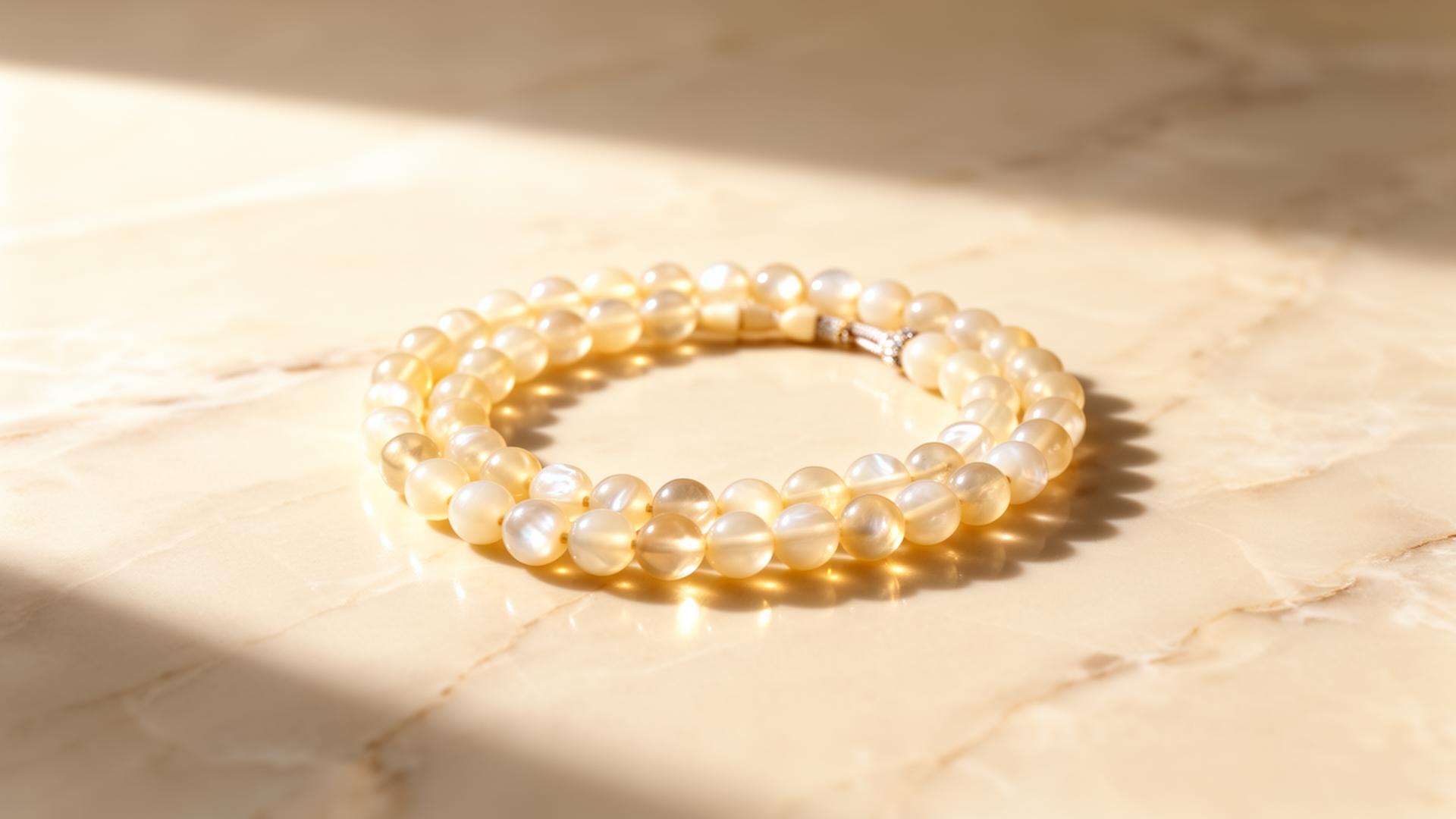 Pure Tasbih prayer beads in mother of pearl and white howlite